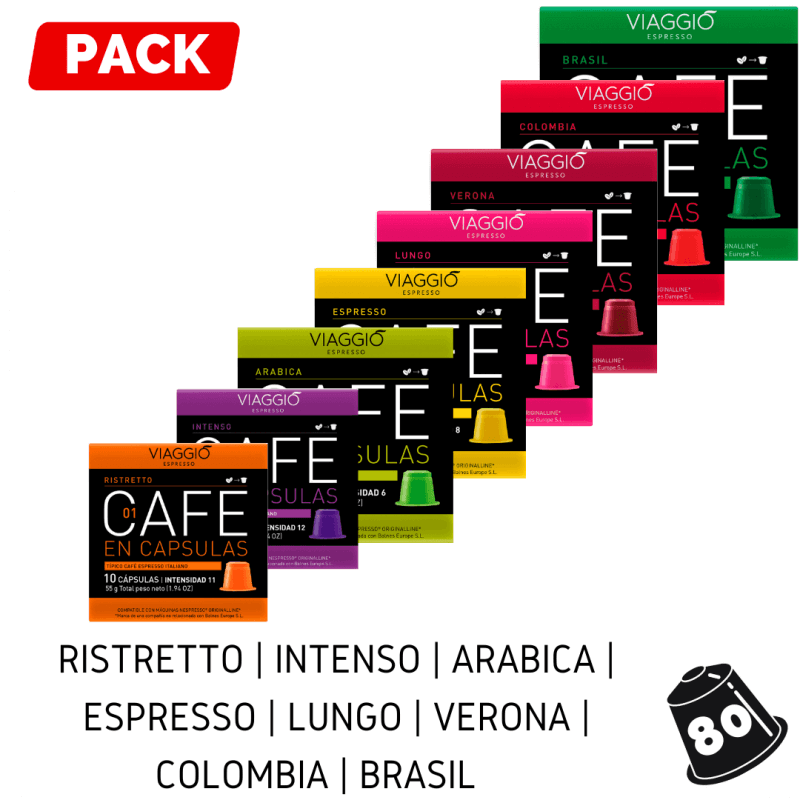 Pack 80 cápsulas de café Viaggio Espresso.