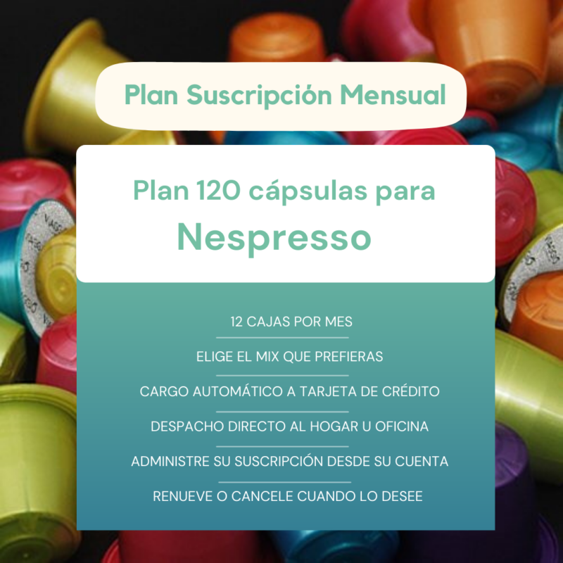 Suscripción 120 cápsulas para Nespresso
