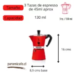 Detalle Cafetera Italiana Moka Express Bialetti 3 tazas Roja